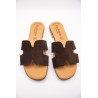 Mules cuir nubuck chocolat femme | Eva Frutos