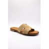 Mules cloutées cuir beige femme | Eva Frutos