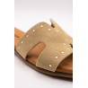 Mules cloutées cuir beige femme | Eva Frutos