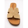 Mules cloutées cuir beige femme | Eva Frutos