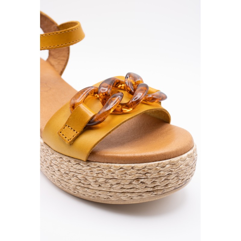 Sandales compensées à gros bijoux cuir femme | Eva Frutos
