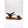 Sandales plates noires cuir cloutées femme | Eva Frutos