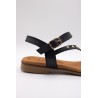 Sandales plates noires cuir cloutées femme | Eva Frutos