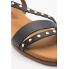 Sandales plates noires cuir cloutées femme | Eva Frutos