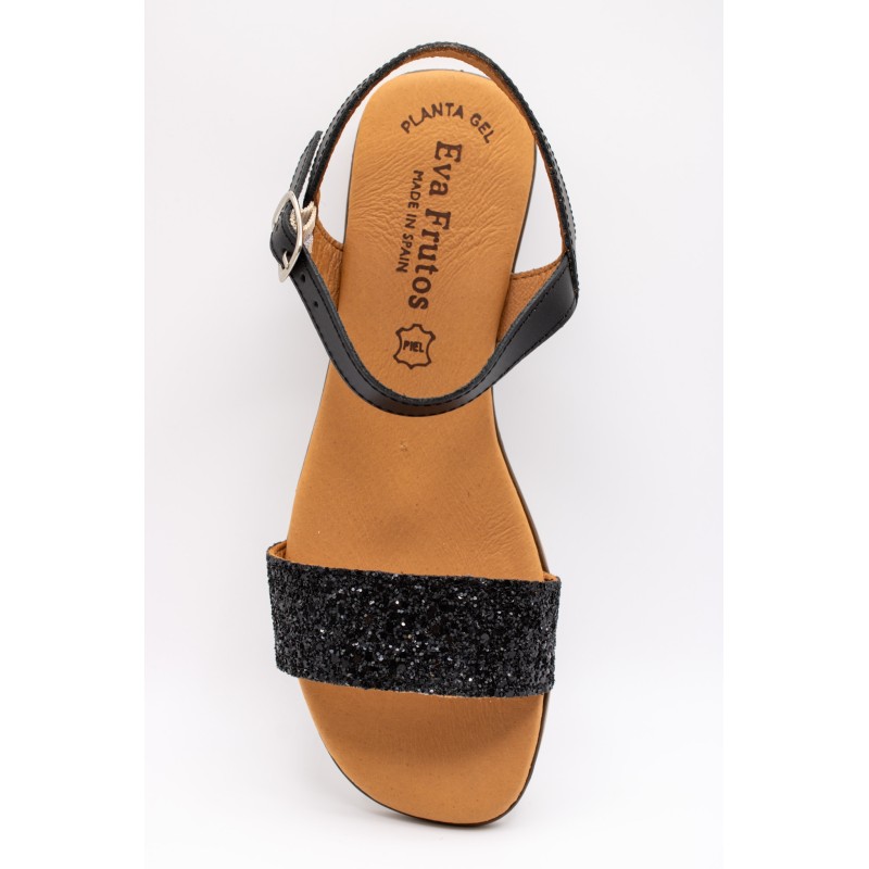 Sandales noires à paillettes femme | Eva Frutos
