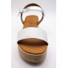Sandales Eva Frutos argentées et blanches plateforme femme