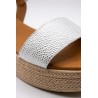 Sandales Eva Frutos argentées et blanches plateforme femme