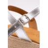 Sandales Eva Frutos argentées et blanches plateforme femme