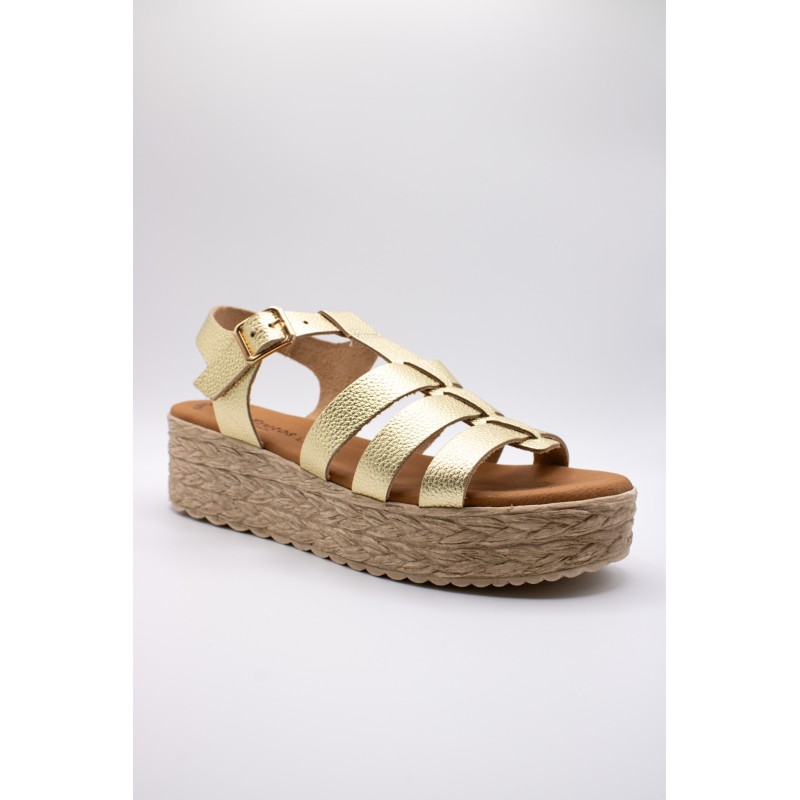 Sandales Eva Frutos 722 dorées style spartiate femme