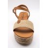 Sandales compensées en cuir beige - EVA FRUTOS Femme