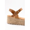 Sandales compensées en cuir beige - EVA FRUTOS Femme