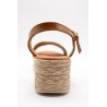 Sandales compensées en cuir beige - EVA FRUTOS Femme