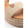 Sandales compensées en cuir beige - EVA FRUTOS Femme