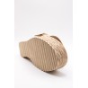 Sandales compensées en cuir beige - EVA FRUTOS Femme