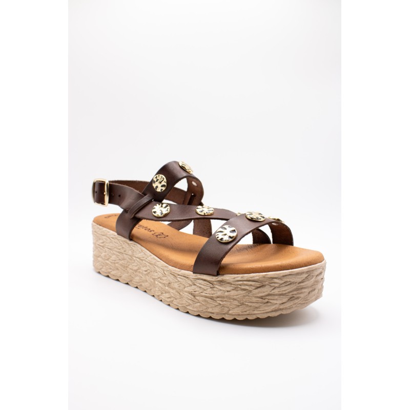Sandales Eva Frutos 771 moka compensées femme cuir