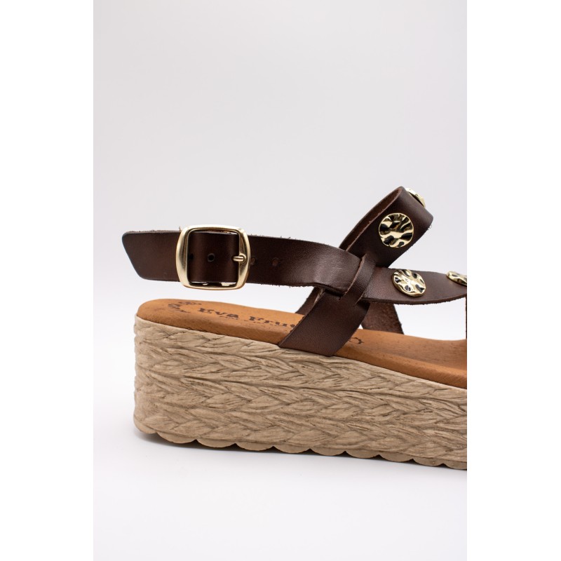 Sandales Eva Frutos 771 moka compensées femme cuir