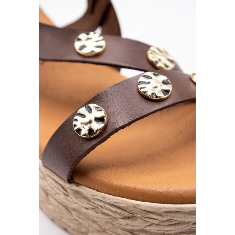 Sandales Eva Frutos 771 moka compensées femme cuir