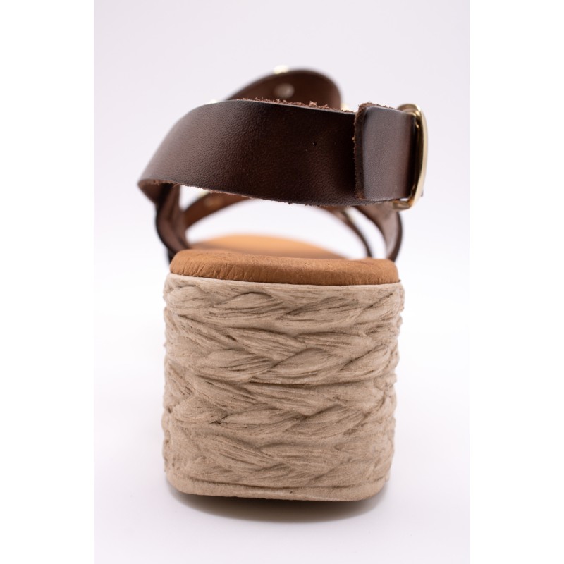 Sandales Eva Frutos 771 moka compensées femme cuir