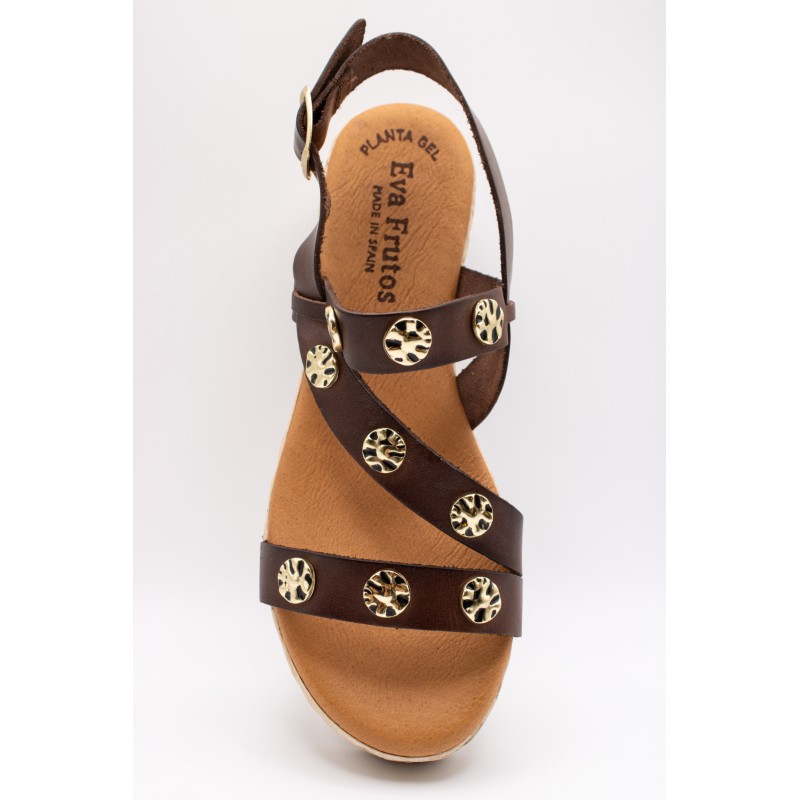 Sandales Eva Frutos 771 moka compensées femme cuir