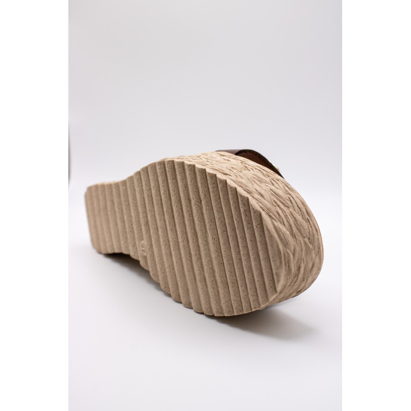 Sandales Eva Frutos 771 moka compensées femme cuir