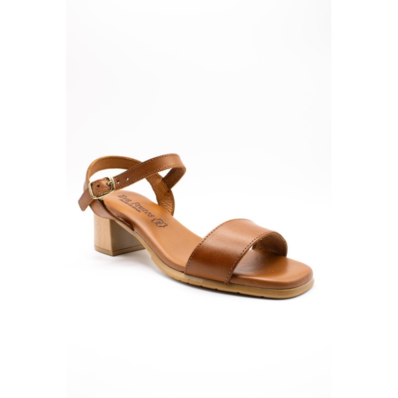 Sandales marron en cuir à petit talon - EVA FRUTOS Femme