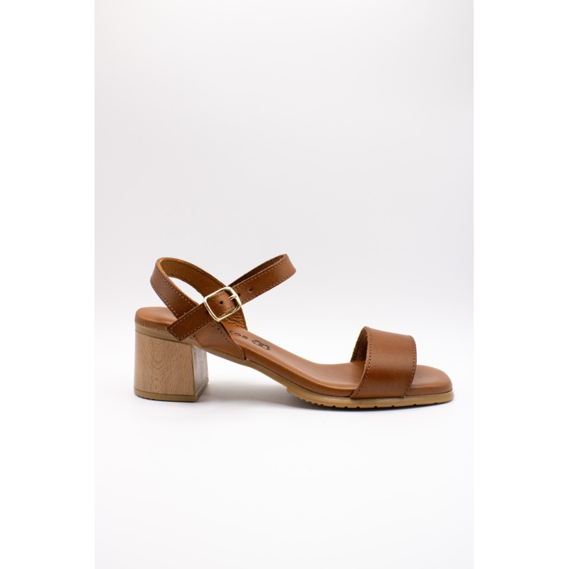 Sandales marron en cuir à petit talon - EVA FRUTOS Femme