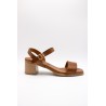 Sandales marron en cuir à petit talon - EVA FRUTOS Femme