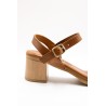 Sandales marron en cuir à petit talon - EVA FRUTOS Femme