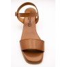 Sandales marron en cuir à petit talon - EVA FRUTOS Femme