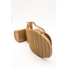 Sandales marron en cuir à petit talon - EVA FRUTOS Femme