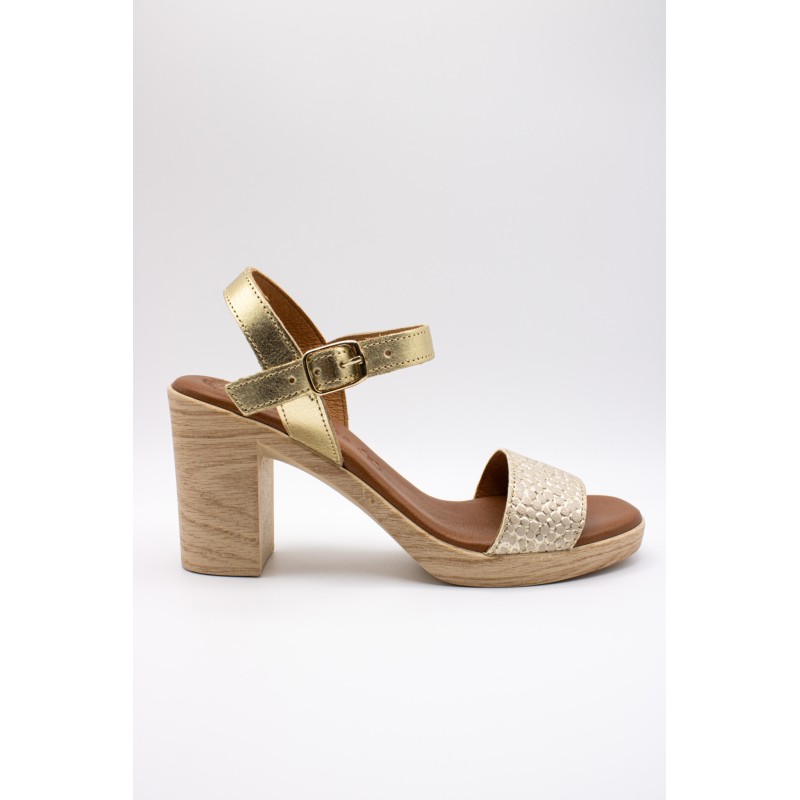 Sandale Eva Frutos 3990 Doré Talon 8 cm Femme