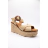 Sandales compensées nubuck beige Eva Frutos 5816
