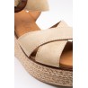 Sandales compensées nubuck beige Eva Frutos 5816