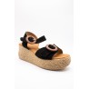 Sandales plateforme nubuck noir Eva Frutos 3777