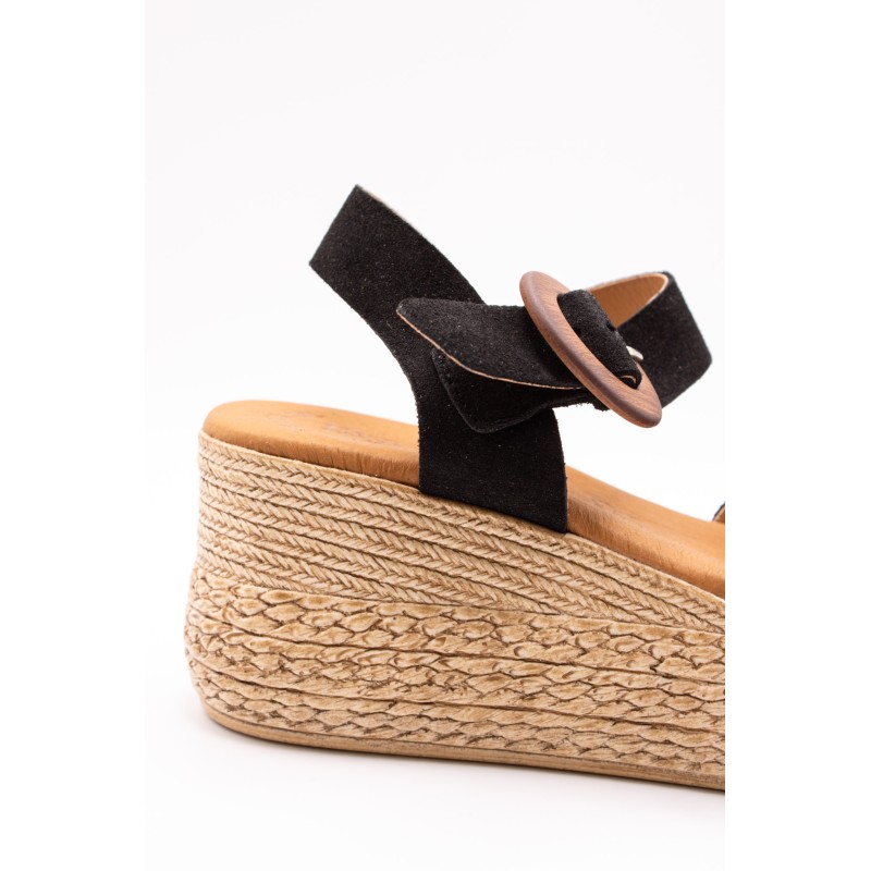 Sandales plateforme nubuck noir Eva Frutos 3777