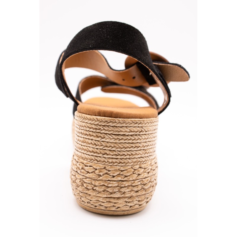 Sandales plateforme nubuck noir Eva Frutos 3777