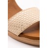 Sandales à talon cuir beige et doré Eva Frutos 990