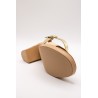 Sandales à talon cuir beige et doré Eva Frutos 990