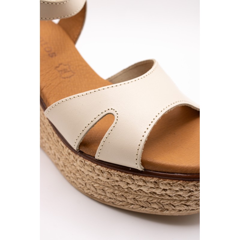 Sandales compensées cuir écru Eva Frutos 5829
