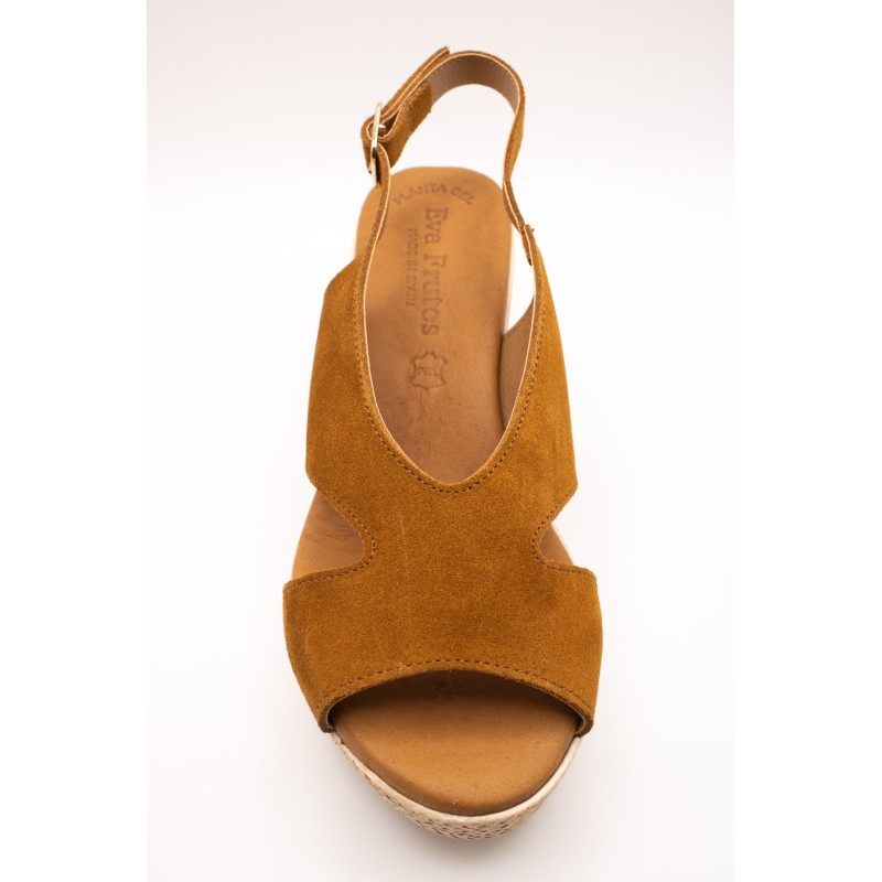 Sandales slingback compensées camel - EVA FRUTOS Femme