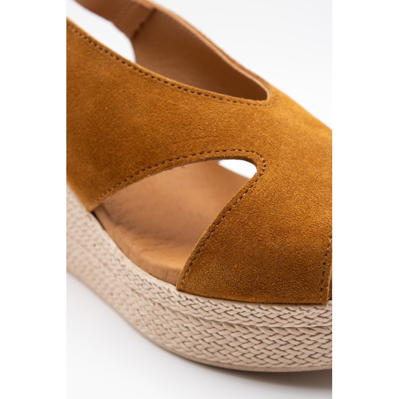 Sandales slingback compensées camel - EVA FRUTOS Femme