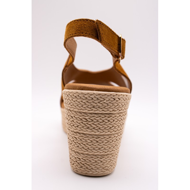 Sandales slingback compensées camel - EVA FRUTOS Femme