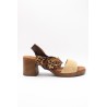 Sandales à talon cuir beige et léopard - EVA FRUTOS Femme