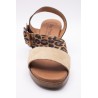 Sandales à talon cuir beige et léopard - EVA FRUTOS Femme