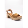 Sandales à talon cuir nubuck cognac Eva Frutos 6737
