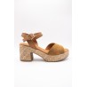 Sandales à talon cuir nubuck cognac Eva Frutos 6737