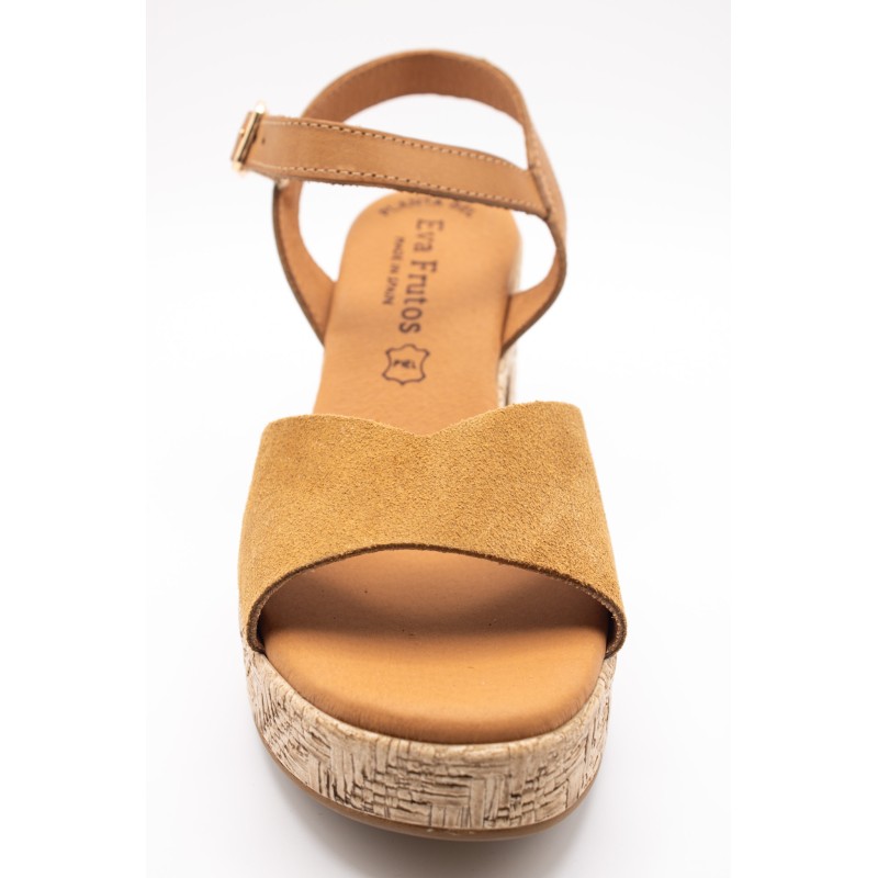 Sandales à talon cuir nubuck cognac Eva Frutos 6737
