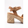 Sandales à talon cuir nubuck cognac Eva Frutos 6737