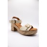Sandales compensées cuir beige Eva Frutos 6777