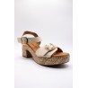 Sandales compensées cuir beige Eva Frutos 6777